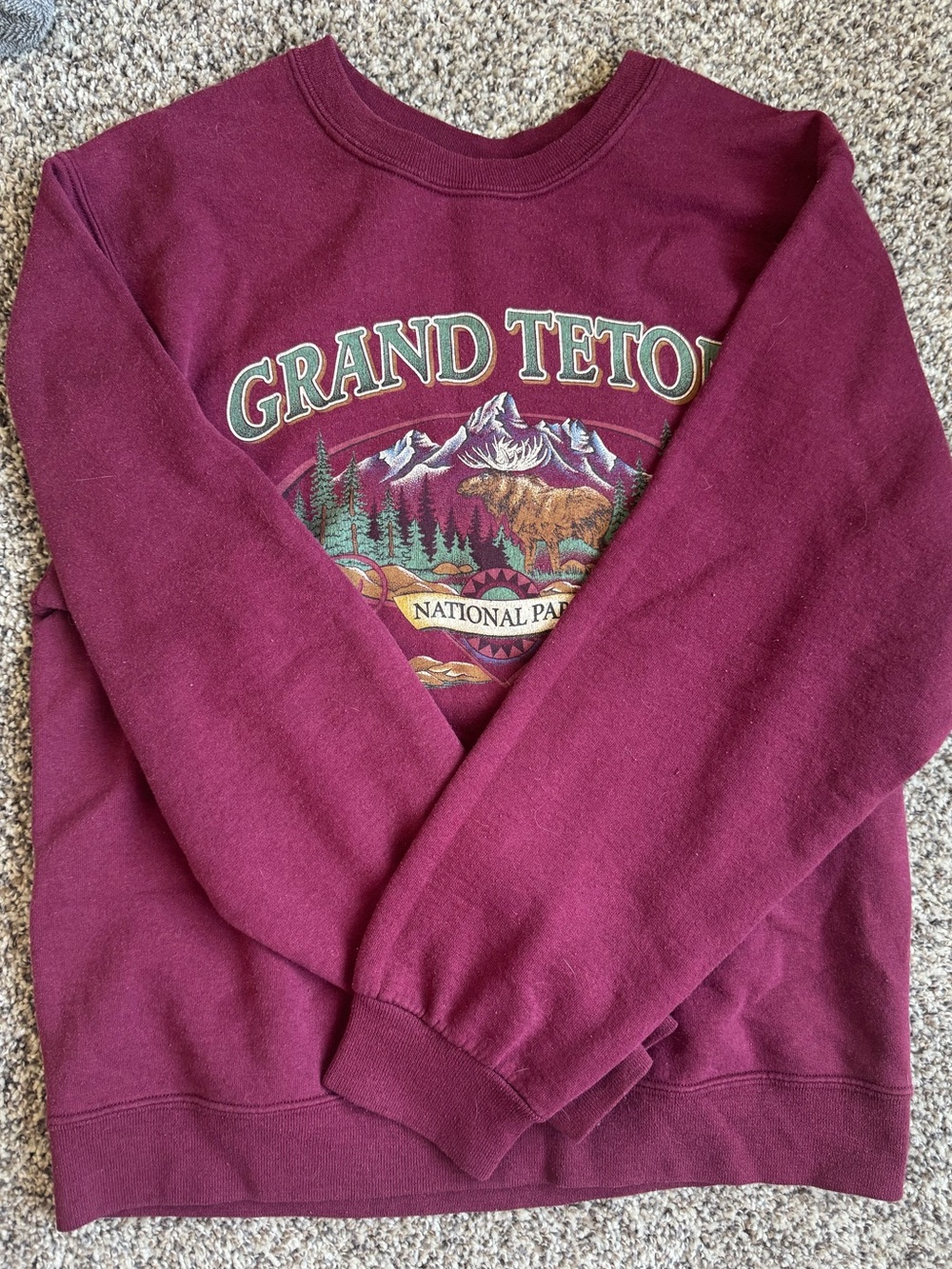 Grand Teton Maroon Graphic Crewneck Sweatshirt -